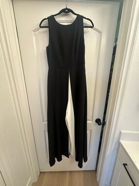 Adrianna Papell Black Sleeveless Jumpsuit with White Inset
